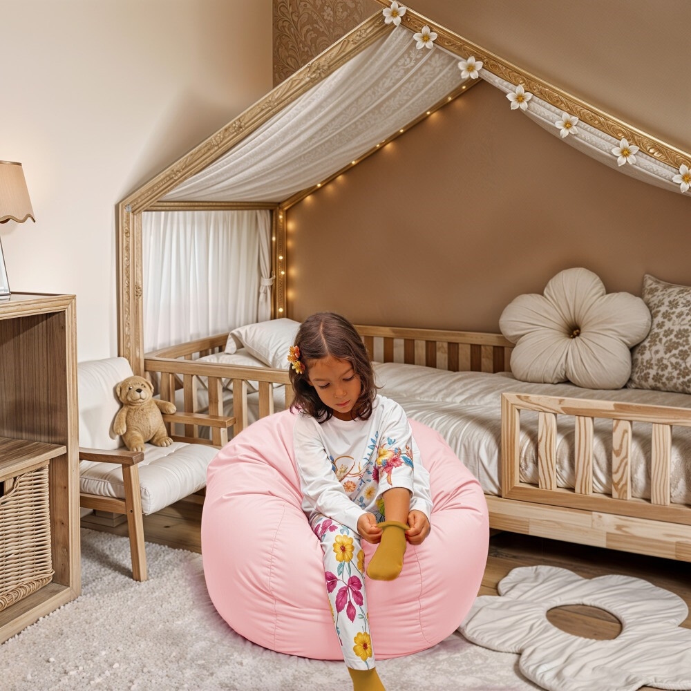 Pouf per Bambini in Similpelle Rosa (1)