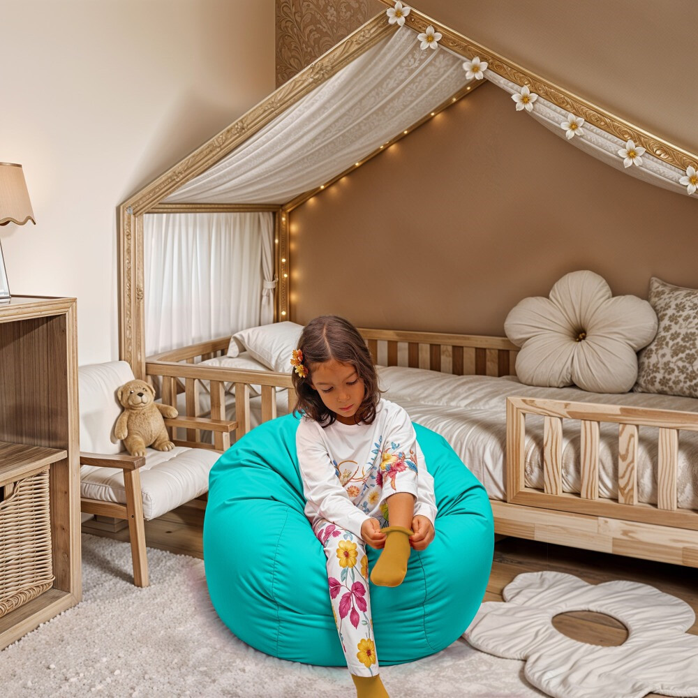Pouf per Bambini in Similpelle Turchese (1)