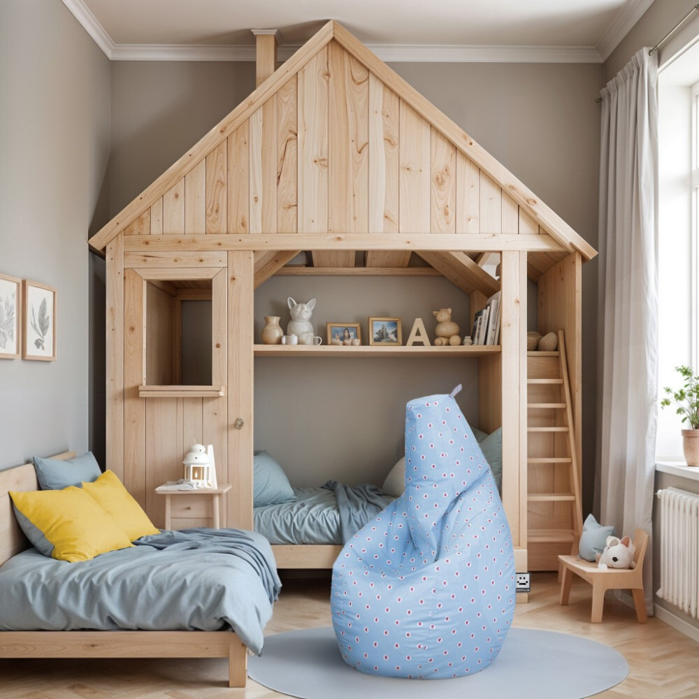 Poltrona Sacco a Fantasia Cuori blu Happers (2)