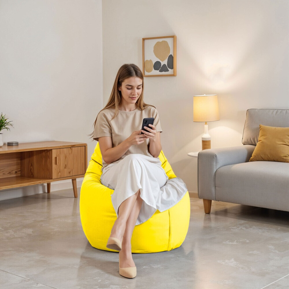 Pouf Poltrona Sacco in Similpelle Giallo (2)
