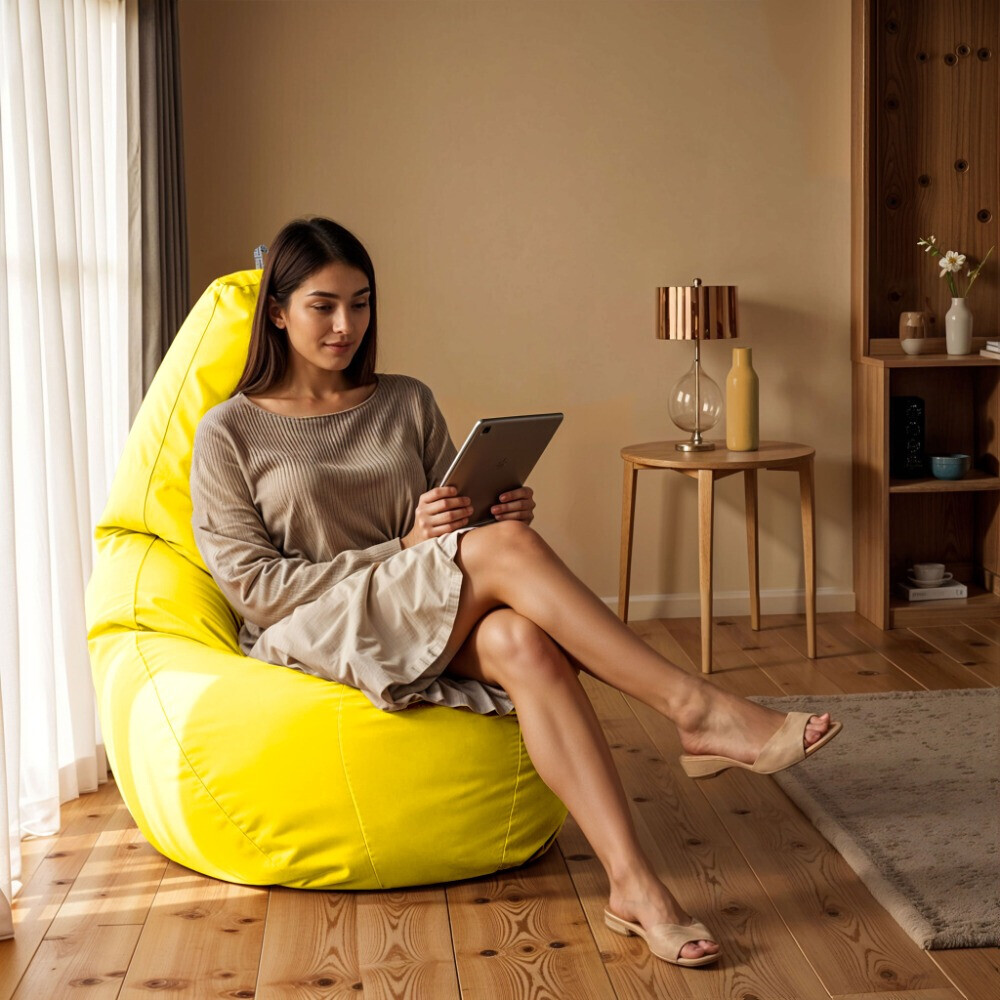 Pouf Poltrona Sacco in Similpelle Giallo (1)