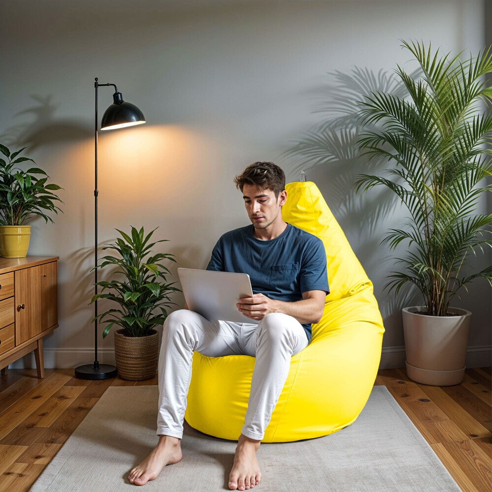 Pouf Poltrona Sacco in Similpelle Giallo (2)
