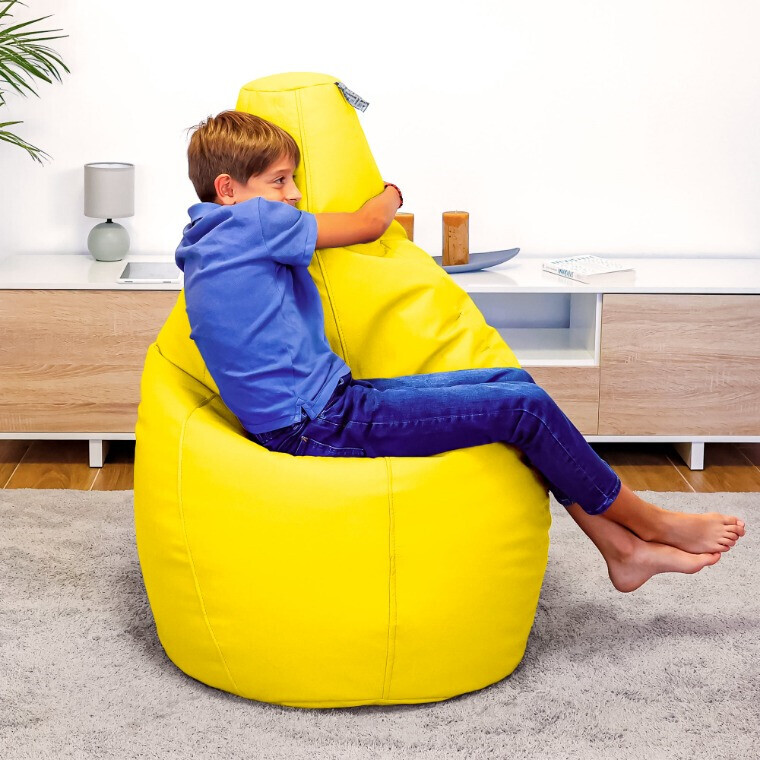 Pouf Poltrona Sacco in Similpelle Giallo (6)