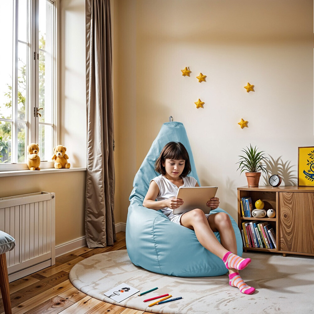 Pouf Poltrona Sacco in Similpelle Cielo blu (1)