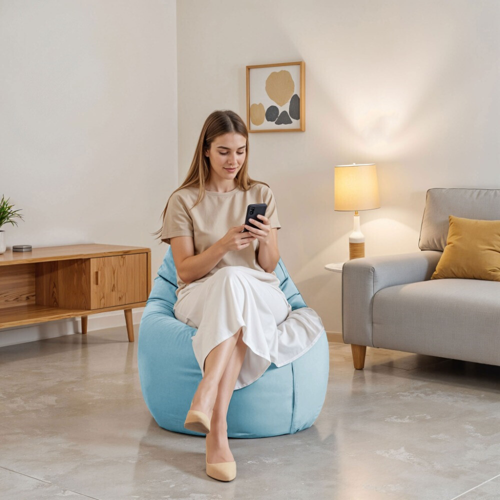 Pouf Poltrona Sacco in Similpelle Cielo blu (2)