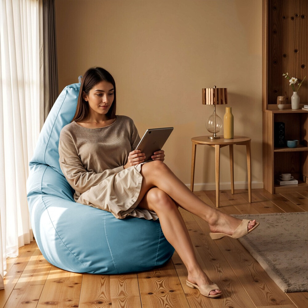 Pouf Poltrona Sacco in Similpelle Cielo blu (1)