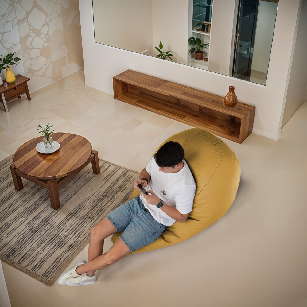 Pouf Poltrona Sacco in Similpelle Cielo blu (2)