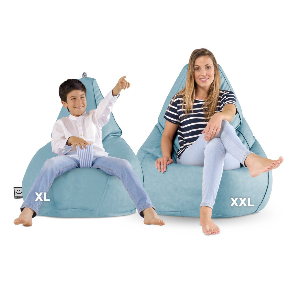 Pouf Poltrona Sacco in Similpelle Cielo blu (4)