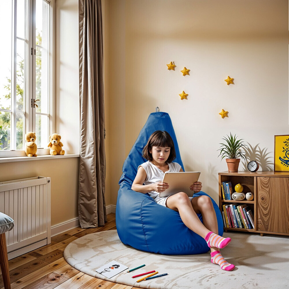 Pouf Poltrona Sacco in Similpelle Blu (1)