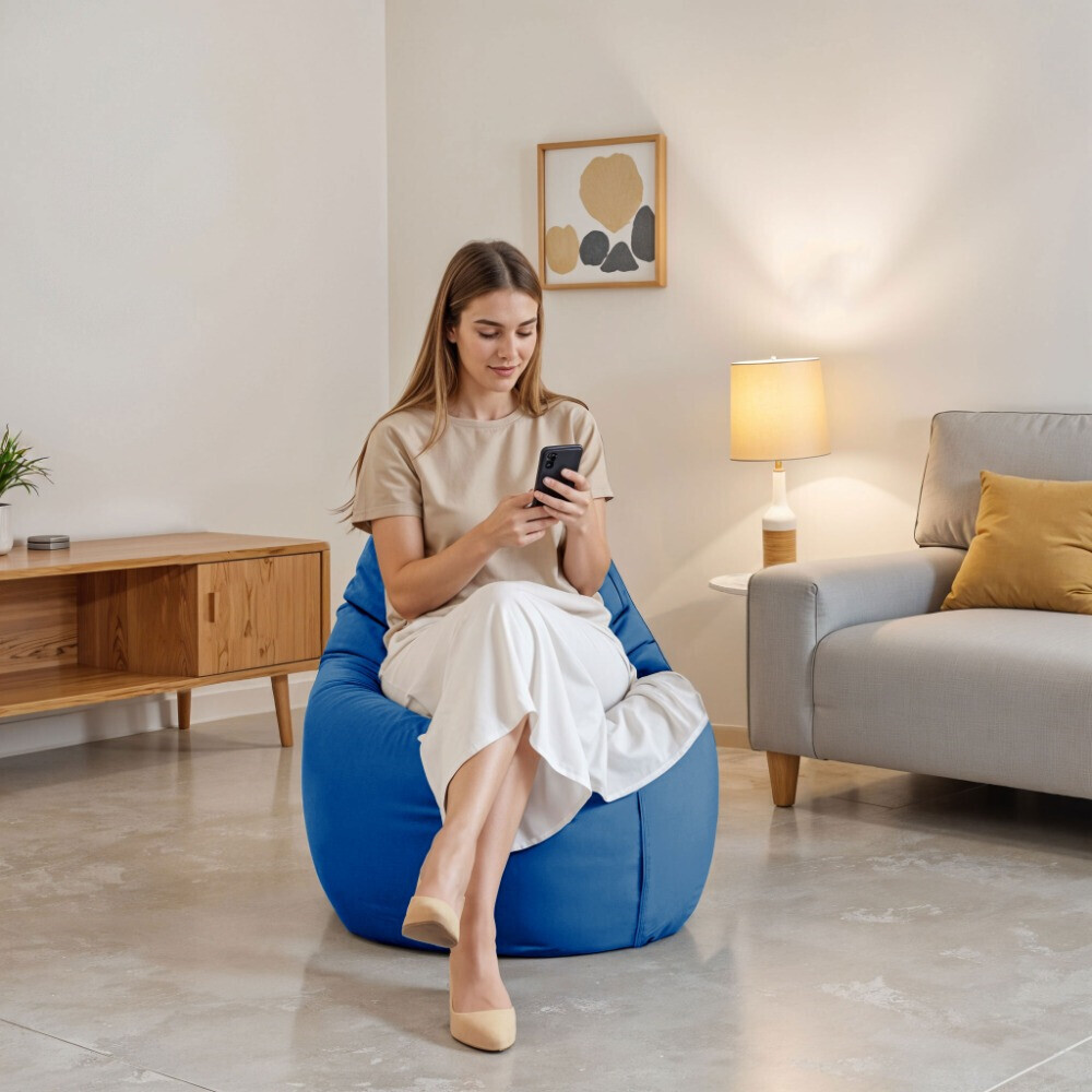 Pouf Poltrona Sacco in Similpelle Blu (2)