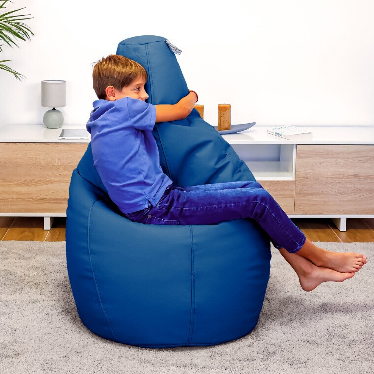 Pouf Poltrona Sacco in Similpelle Blu (6)