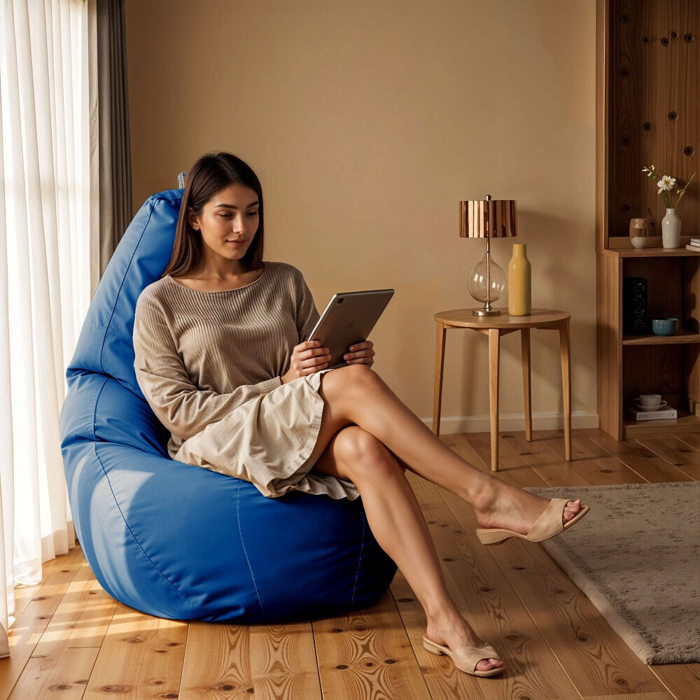 Pouf Poltrona Sacco in Similpelle Blu (1)