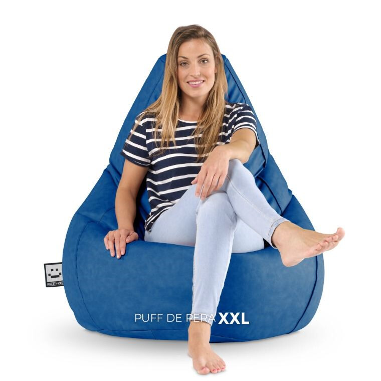 Pouf Poltrona Sacco in Similpelle Blu (7)