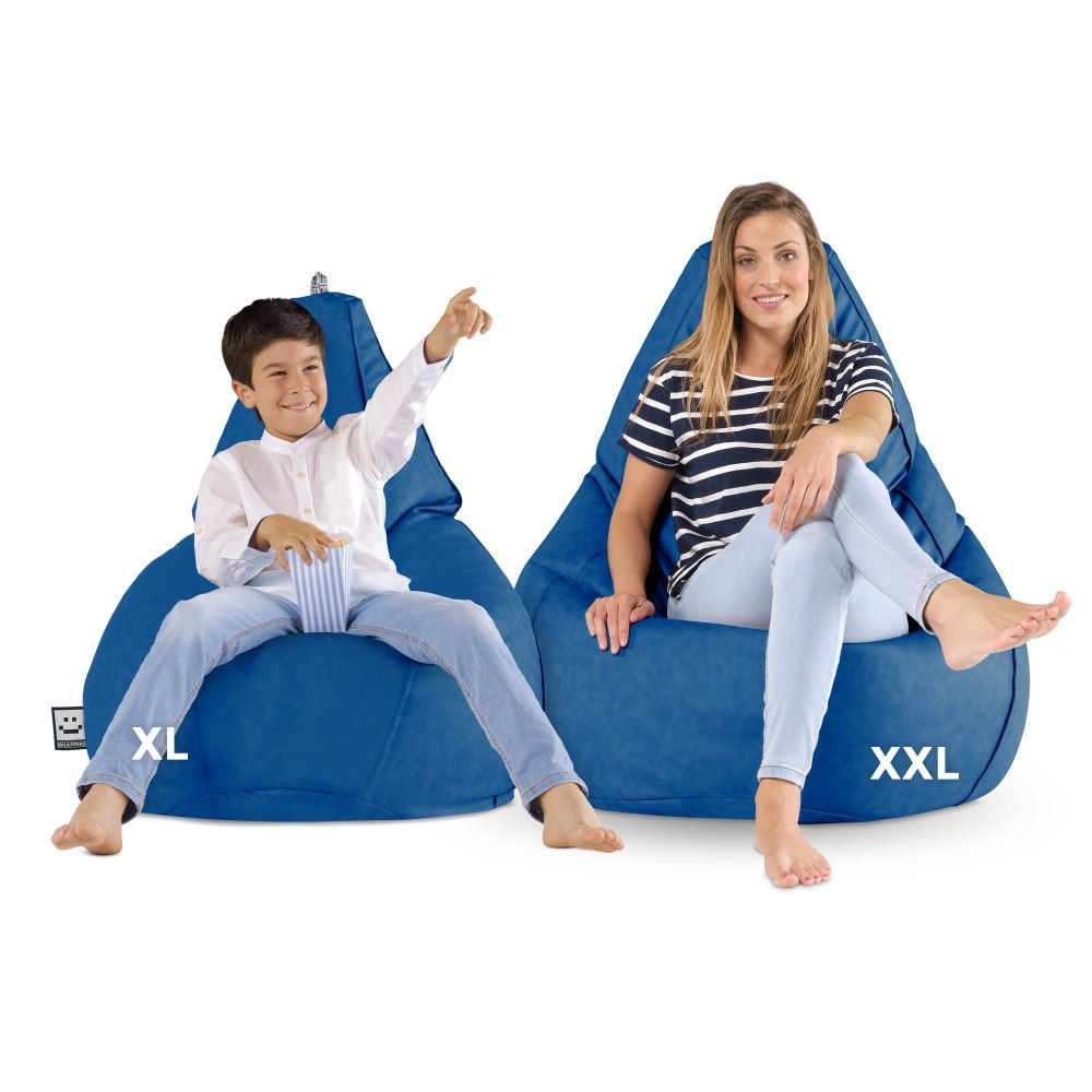 Pouf Poltrona Sacco in Similpelle Blu (4)