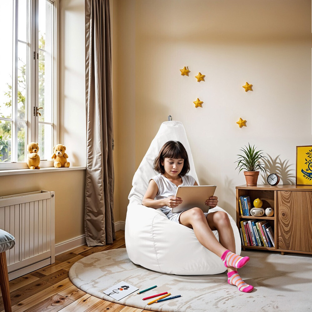 Pouf Poltrona Sacco in Similpelle Bianco (1)