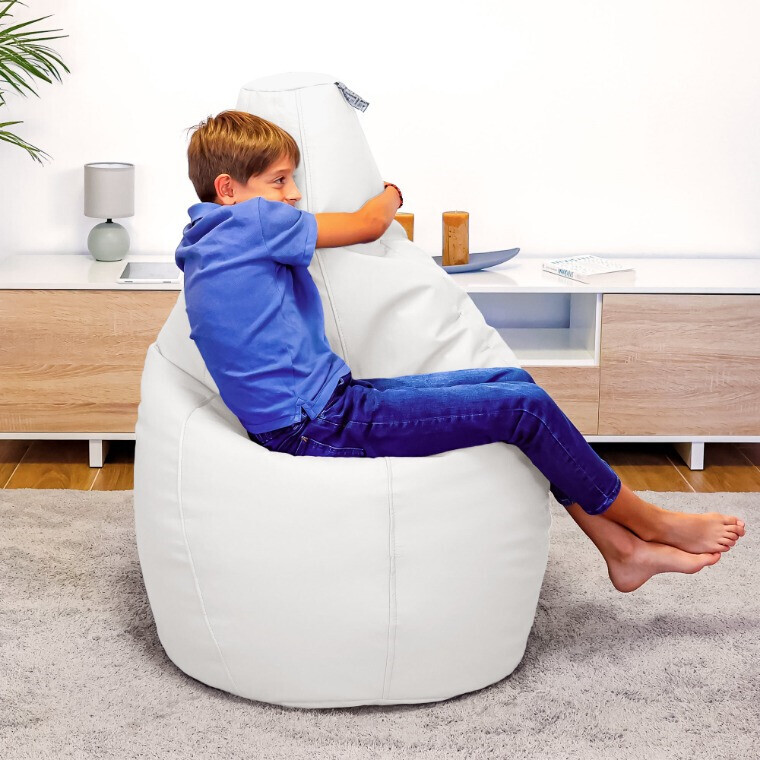 Pouf Poltrona Sacco in Similpelle Bianco (6)