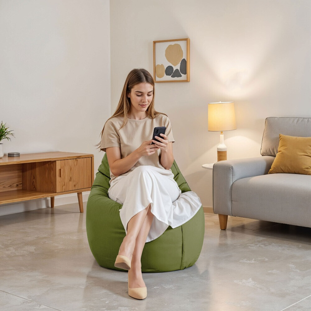 Pouf Poltrona Sacco in Similpelle Kaki (2)