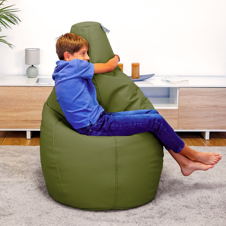 Pouf Poltrona Sacco in Similpelle Kaki (6)