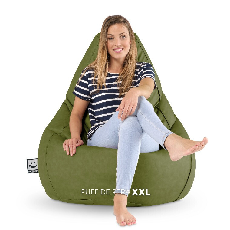Pouf Poltrona Sacco in Similpelle Kaki (7)