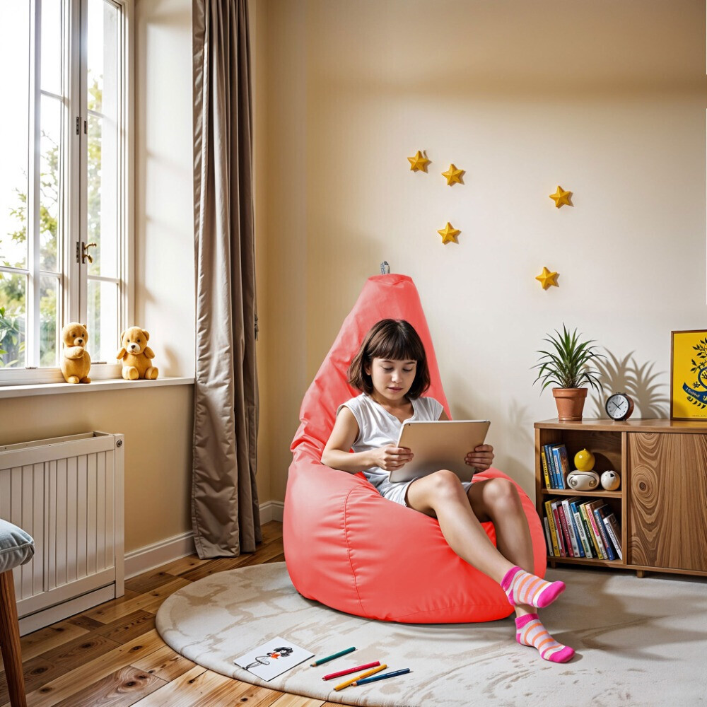Pouf Poltrona Sacco in Similpelle Corallo (1)