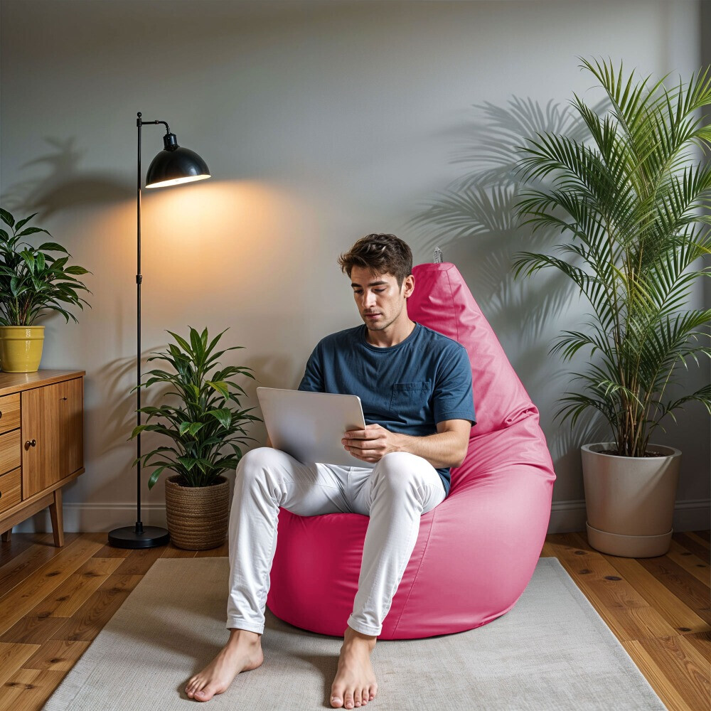 Pouf Poltrona Sacco in Similpelle Fucsia (2)