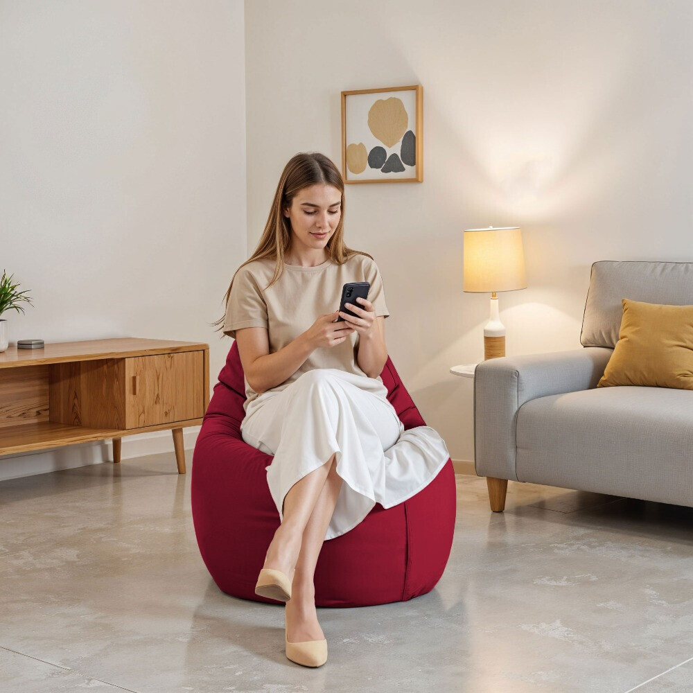 Pouf Poltrona Sacco in Similpelle Granato (2)