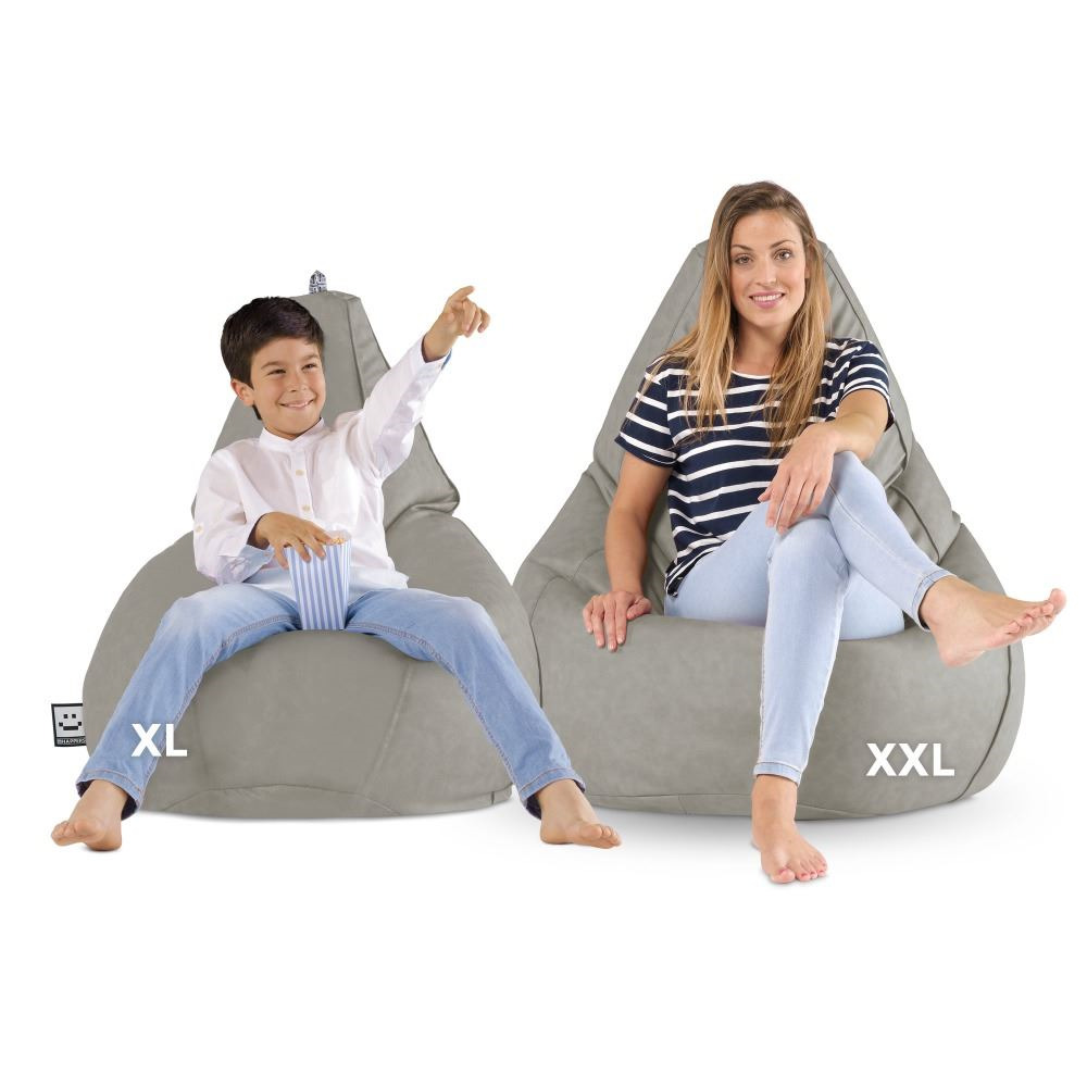 Pouf Poltrona Sacco in Similpelle Grigio Chiaro (4)