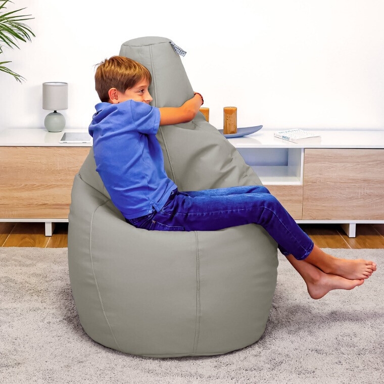 Pouf Poltrona Sacco in Similpelle Grigio Chiaro (6)