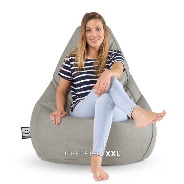 Pouf Poltrona Sacco in Similpelle Grigio Chiaro (7)