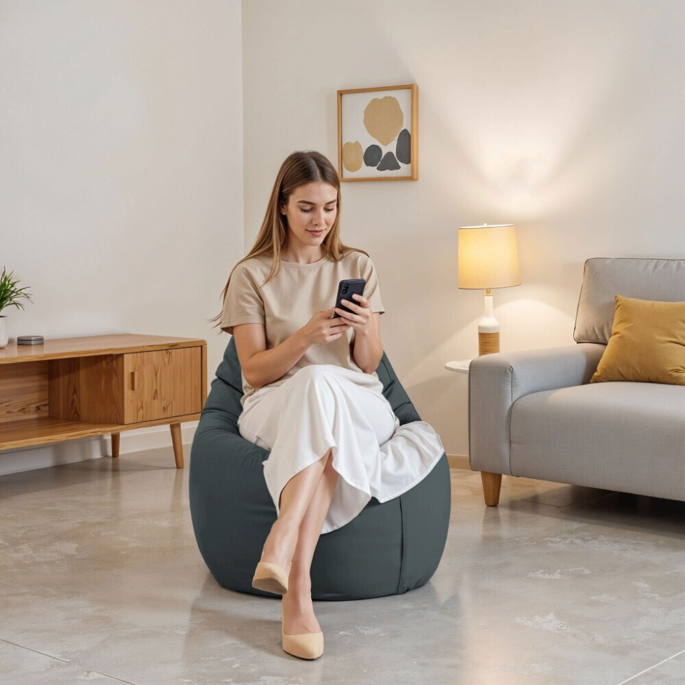 Pouf Poltrona Sacco in Similpelle Grigio (2)