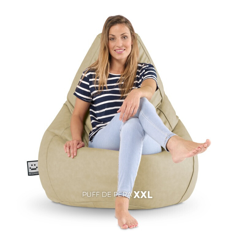 Pouf Poltrona Sacco in Similpelle Beige (7)