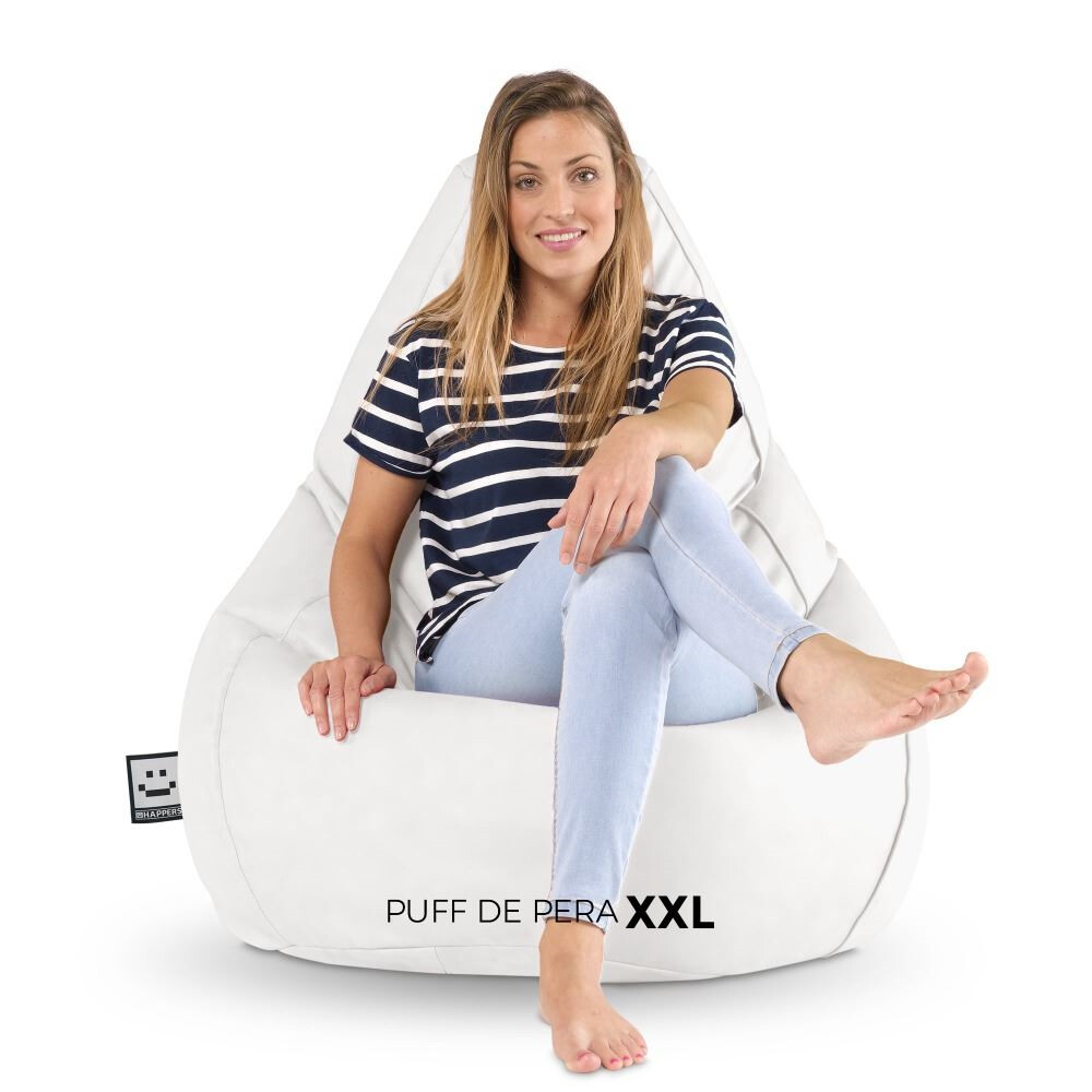 Pouf Poltrona Sacco in Similpelle Bianco (7)