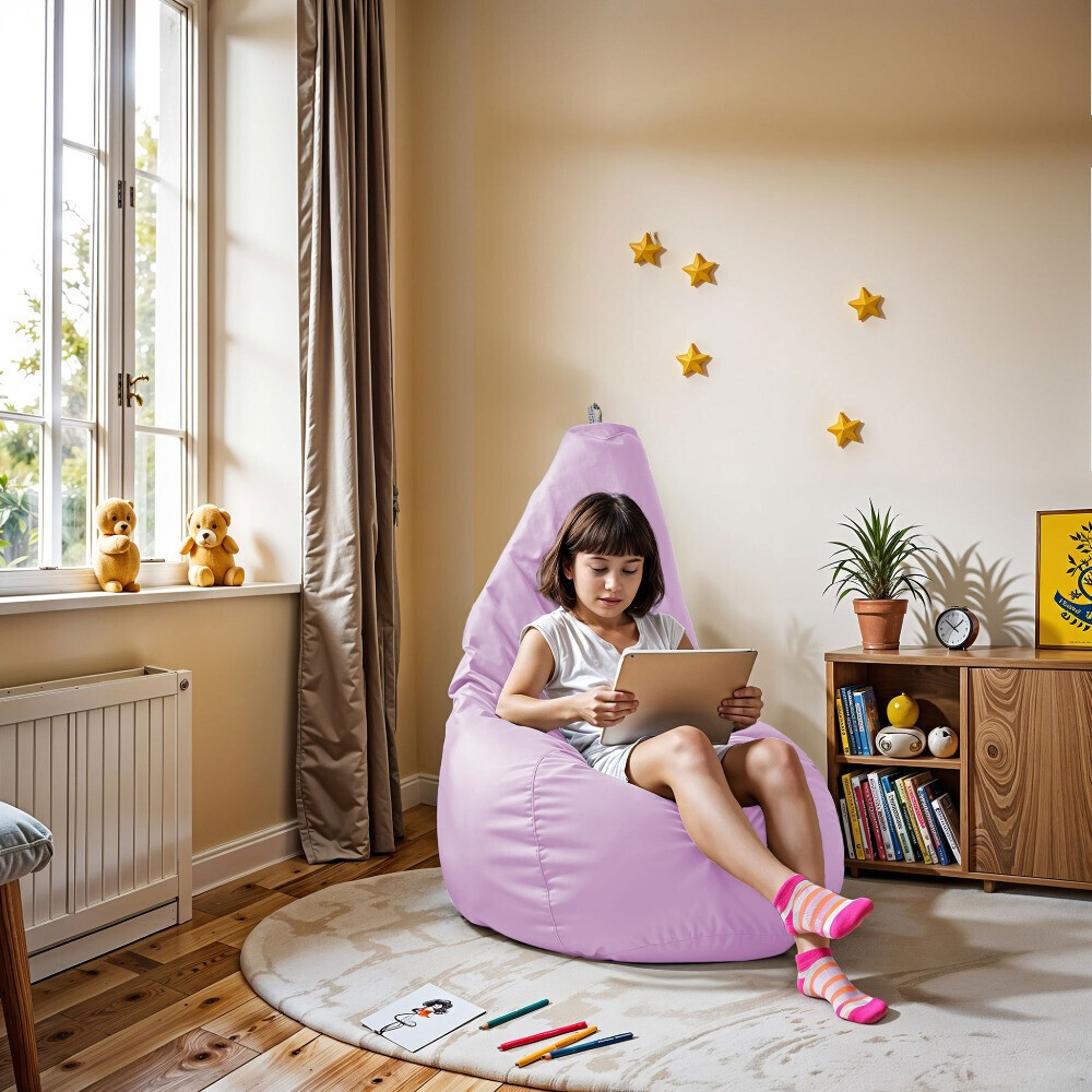 Pouf Poltrona Sacco in Similpelle Lavanda (1)