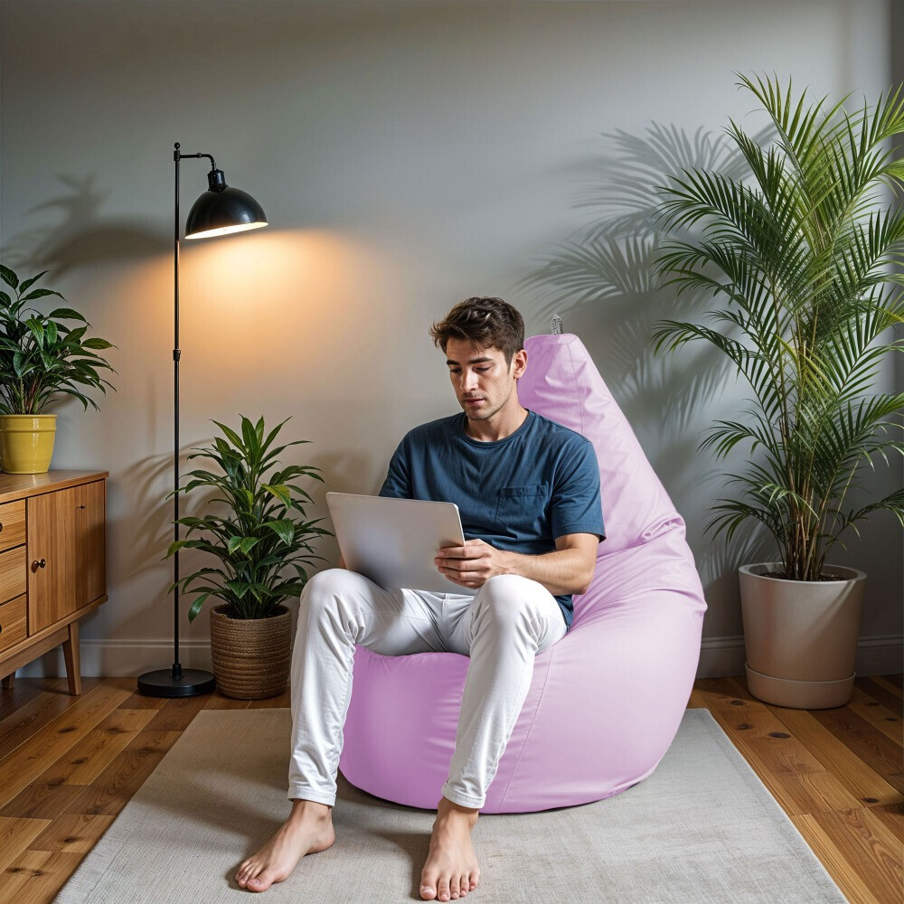 Pouf Poltrona Sacco in Similpelle Lavanda (2)