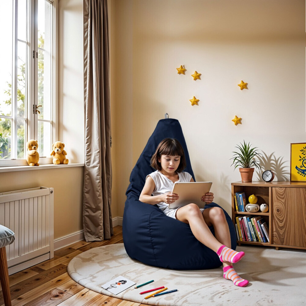 Pouf Poltrona Sacco in Similpelle Blu navy (1)