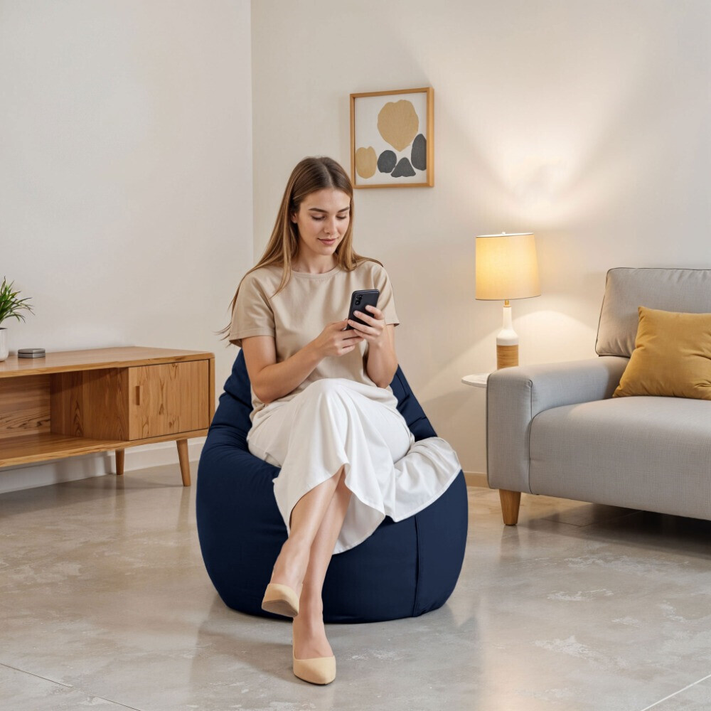 Pouf Poltrona Sacco in Similpelle Blu navy (2)