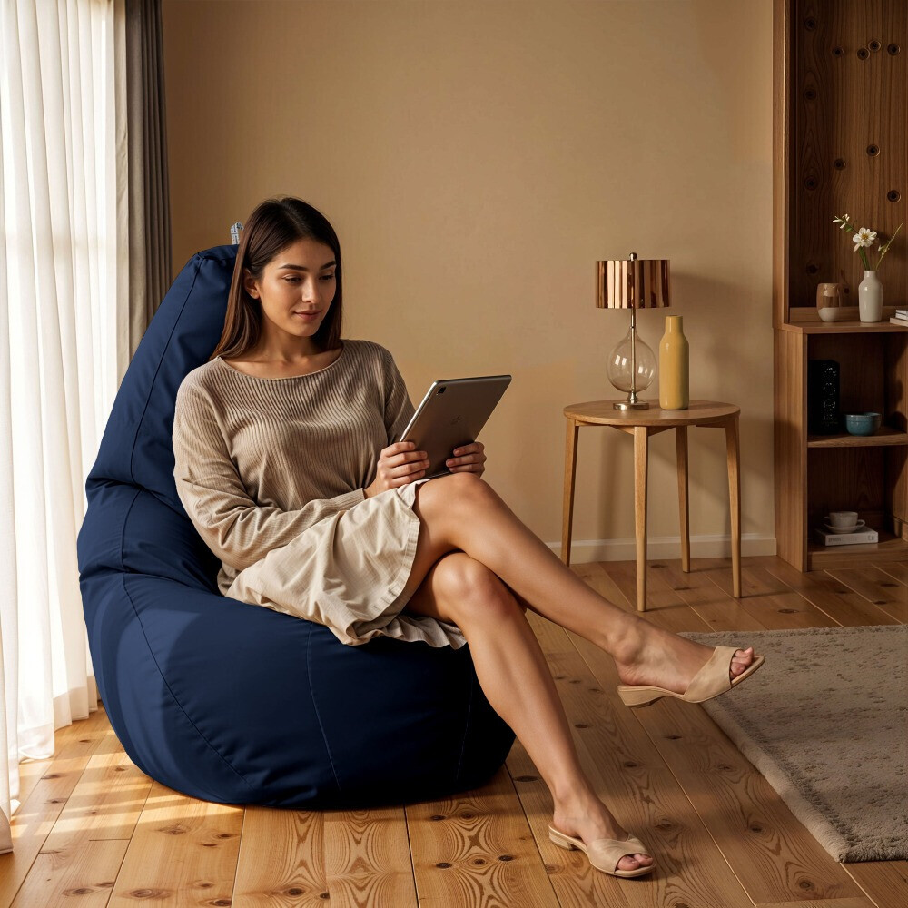 Pouf Poltrona Sacco in Similpelle Blu navy (1)