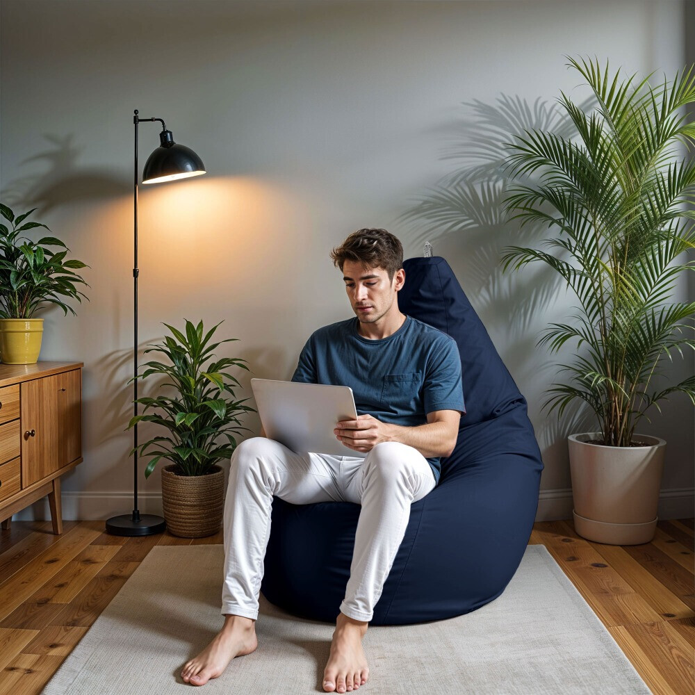 Pouf Poltrona Sacco in Similpelle Blu navy (2)