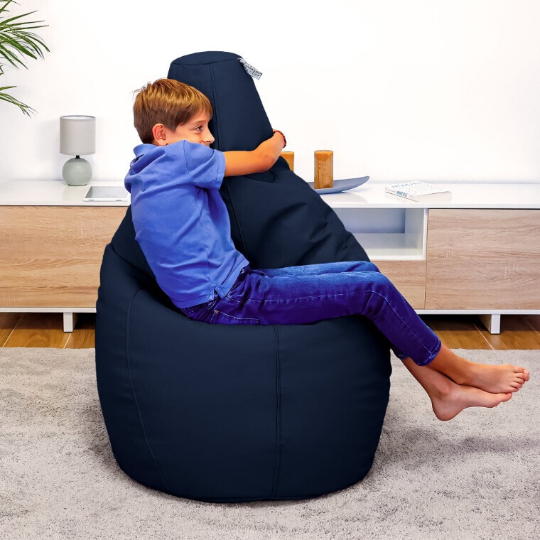 Pouf Poltrona Sacco in Similpelle Blu navy (6)