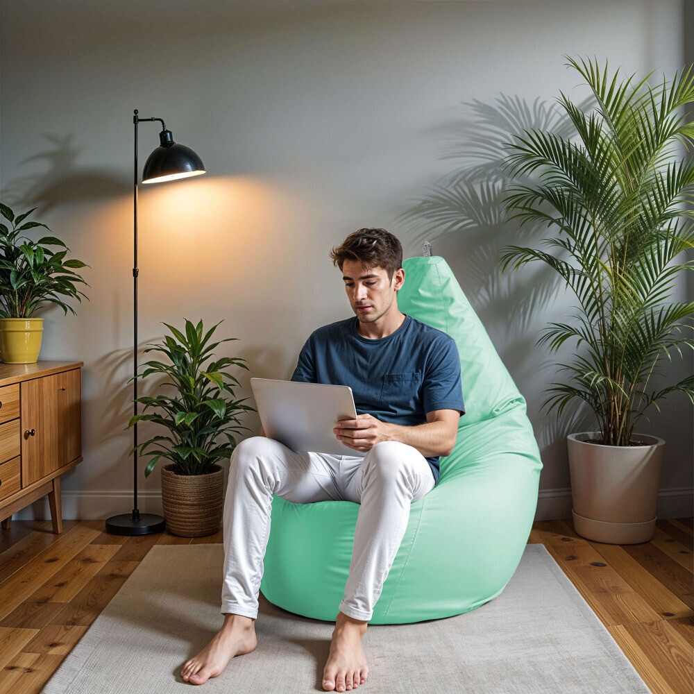 Pouf Poltrona Sacco in Similpelle Menta (2)