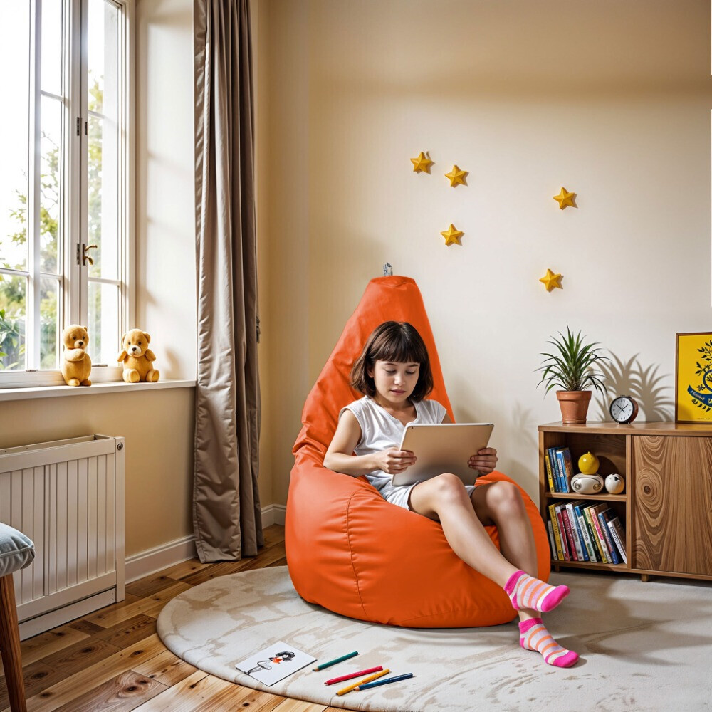 Pouf Poltrona Sacco in Similpelle Arancione (1)