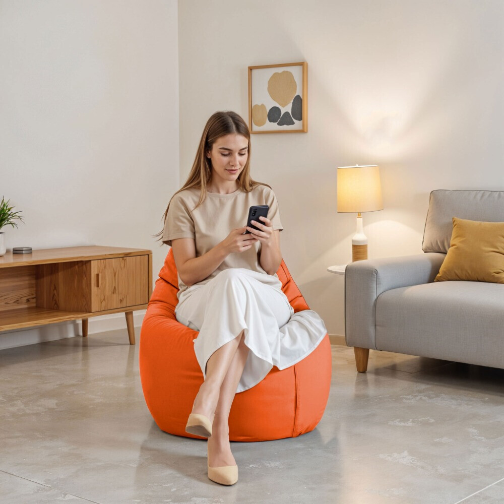 Pouf Poltrona Sacco in Similpelle Arancione (2)