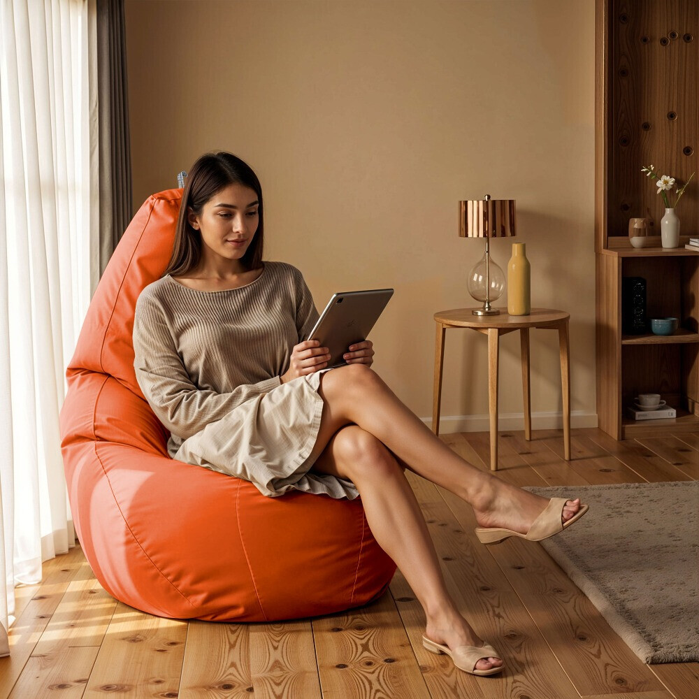 Pouf Poltrona Sacco in Similpelle Arancione (1)