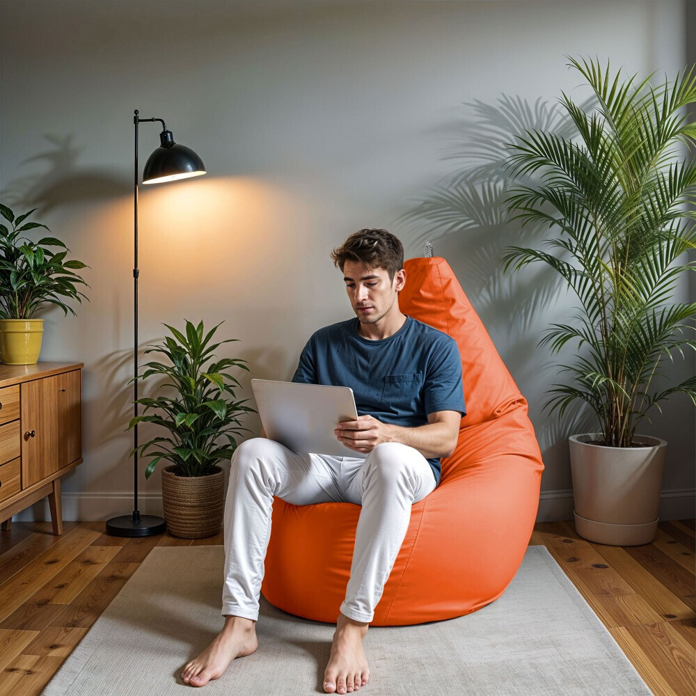 Pouf Poltrona Sacco in Similpelle Arancione (2)