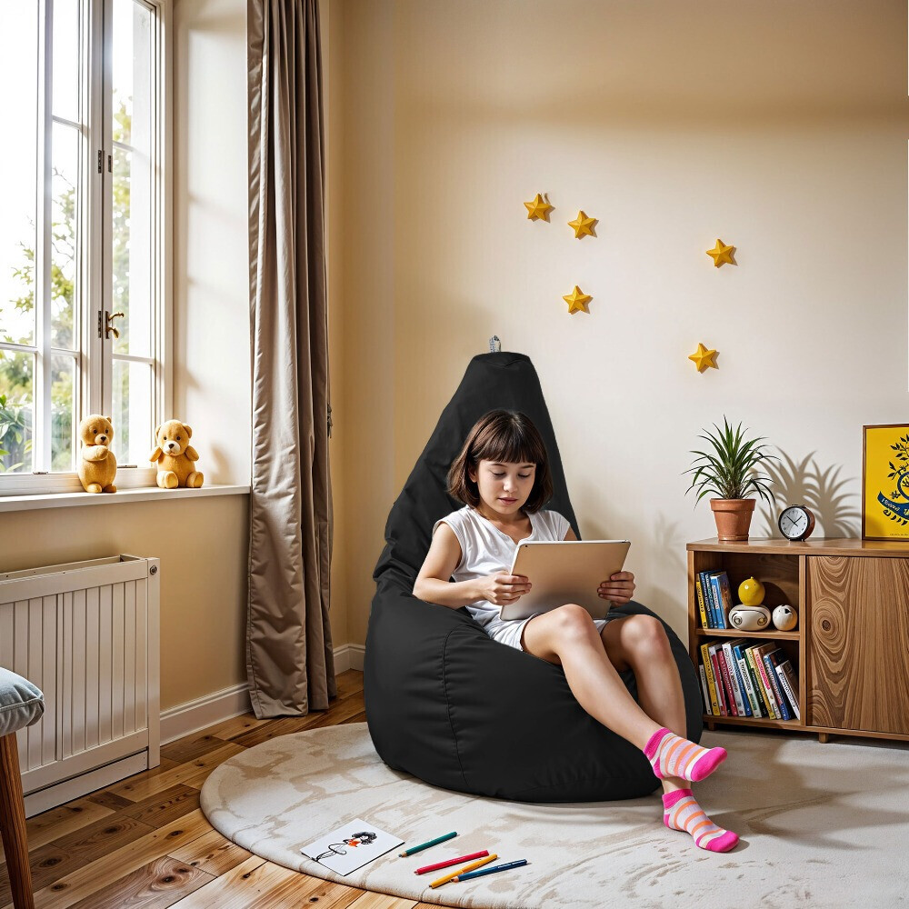 Pouf Poltrona Sacco in Similpelle Nero (1)
