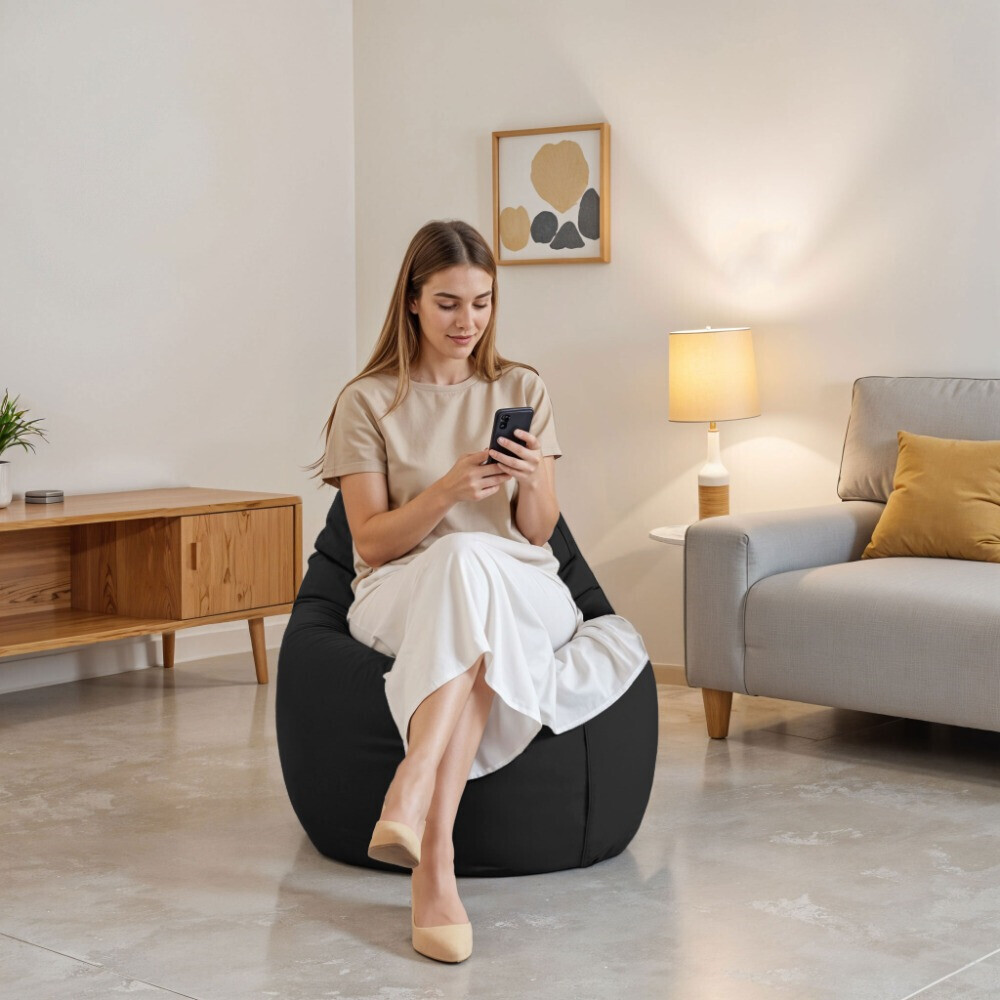 Pouf Poltrona Sacco in Similpelle Nero (2)