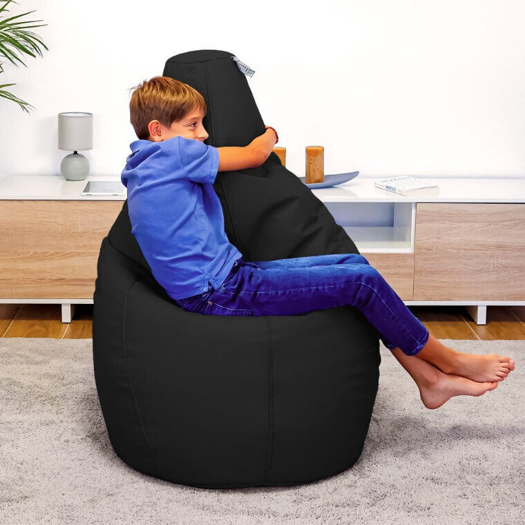 Pouf Poltrona Sacco in Similpelle Nero (6)