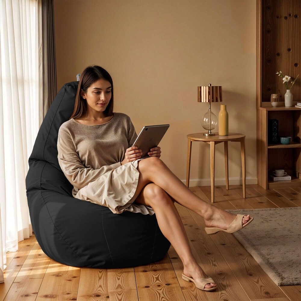 Pouf Poltrona Sacco in Similpelle Nero (1)