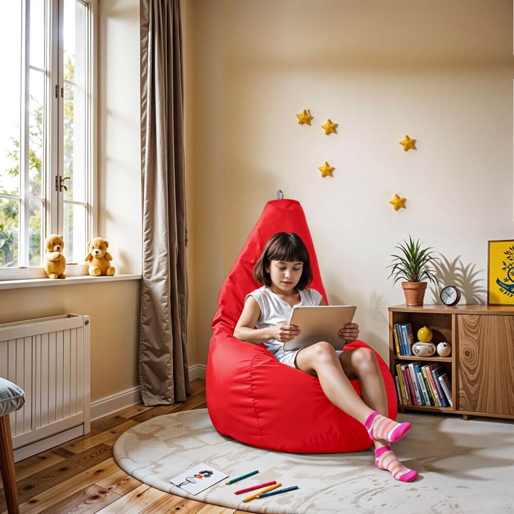 Pouf Poltrona Sacco in Similpelle Rosso (1)