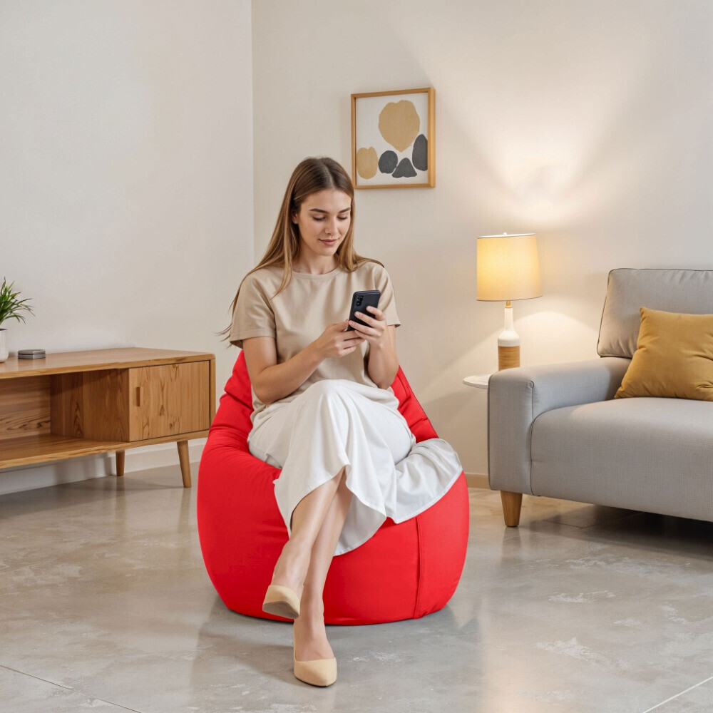 Pouf Poltrona Sacco in Similpelle Rosso (2)